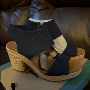 TOMS Women's Dark Blue Wedge Sandals